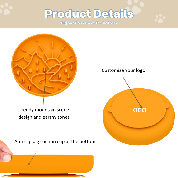 Custom Dog Slow Feeder Silicone Mountain Sun Cat Treat Lick Mat for Enrichment