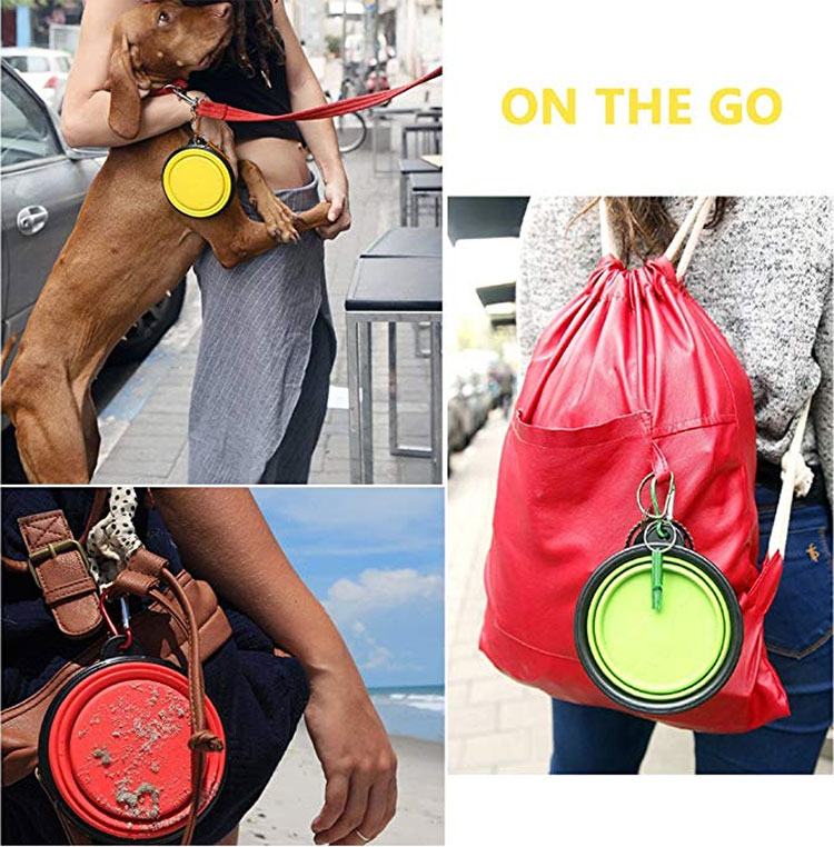 Portable Silicone Pet Bowl Silicone Slow Feeder Collapsible Sublimation Dog Bowl White Non slip Folding Dog Bowl