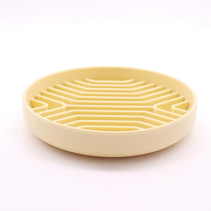 Custom Eco-Friendly Waterproof Silicone Dog Bowl Non-Slip Suction Cups Rounded Storage with Slow Feeder Feature