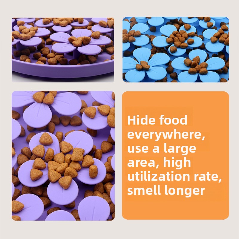 Custom Silicone Flower Shape Pet Feeding Mat Dishwasher Safe Pet Bowls &amp; Feeders Slow Feeder Dog Bowl with Suction