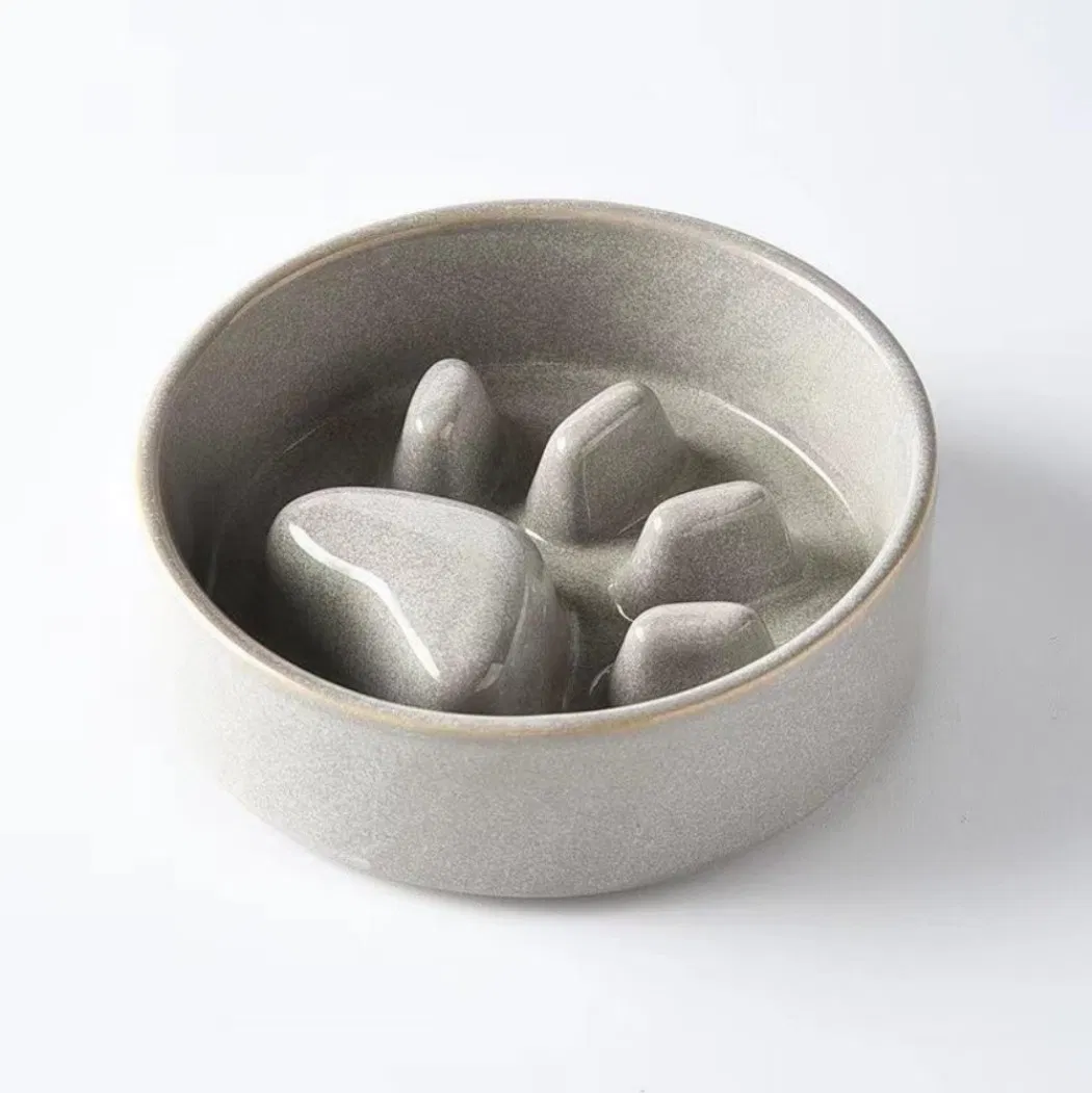 Ins Wholesale Split Ceramic Pet Flower Plate Bowl Elevated Cat Dog Food Bowl Tilted Ceramic Cat Plate Ceramic Bowl with Stand