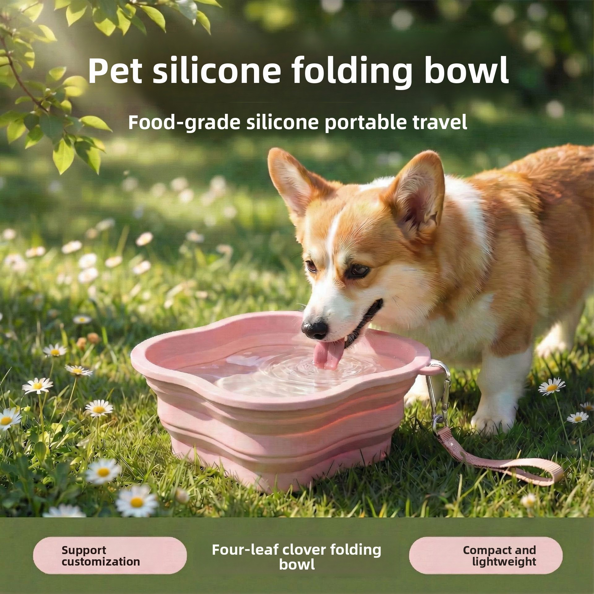 Collapsible Silicone Pet Bowl Portable Foldable Dog Cat Feeding Water Bowl For Outdoor Travel Lightweight Leakproof Pet Bowl