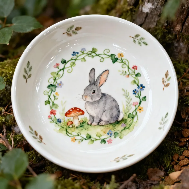 Ceramic Porcelain Stoneware Pet Dog Puppy Cat Kitten Feeding Food Water Wide Bowl Dish