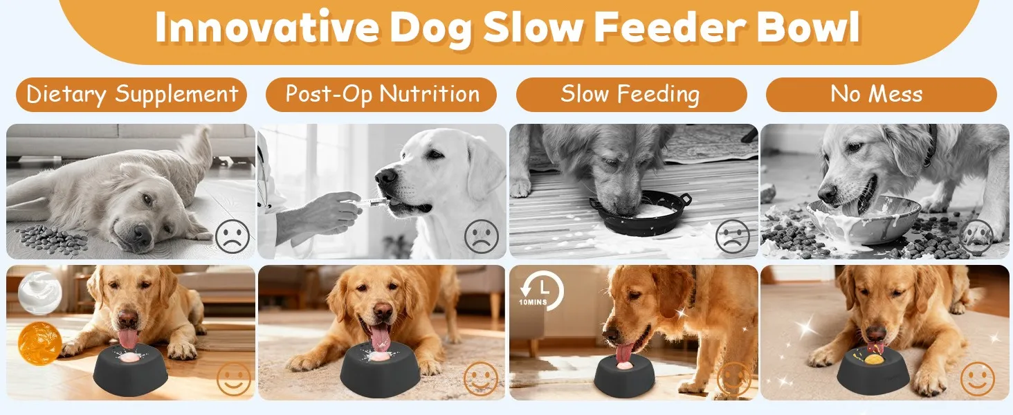 Anti-Choking Slow Feeder Dog Bowl Non-Slip 34 Cup - Lick Toy for Liquid Treats Bone Broth Yogurt