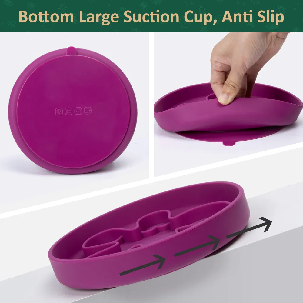 Christmas Design Eco-Friendly Silicone Slow Feeder Dog Bowl Durable Pet Feeder for Slow Eating Cats with Plate