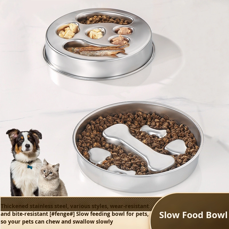 Large-Capacity Modern Stainless Steel Solid Pet Food Bowl Eco-Friendly Anti-Spill Slow-Feeding Waterproof Non-Slip Design for