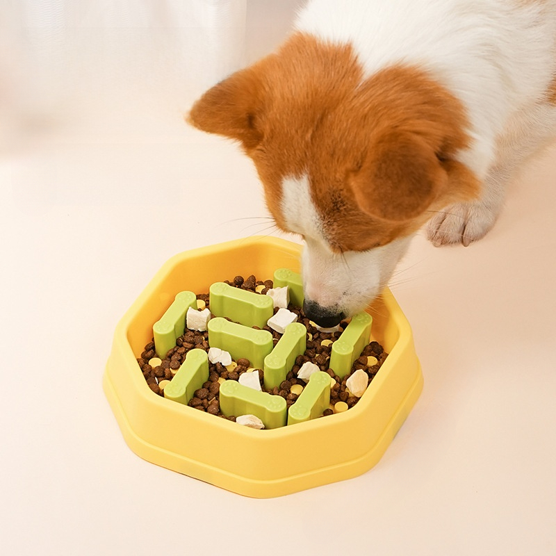 Adjustable Difficulty Slow Feeder Bowl Anti Choking Anti Tipping Interactive Pet Feeding Bowl for Dogs Cats to Slow Down Eating