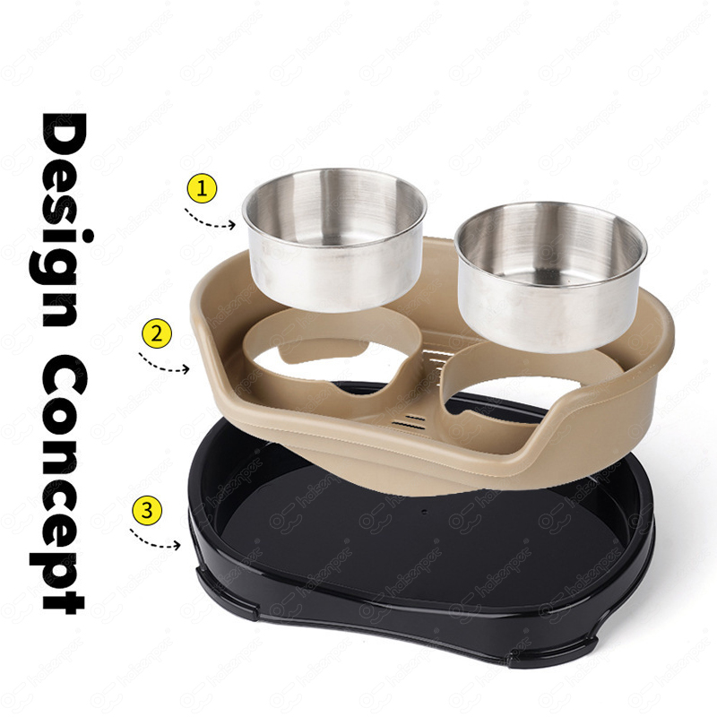 Stainless Steel Leak Proof Solid Slow Feeder &amp; Water Bowl 2-in-1 Pet Dish for Dogs &amp; Cats with Non-Slip Base