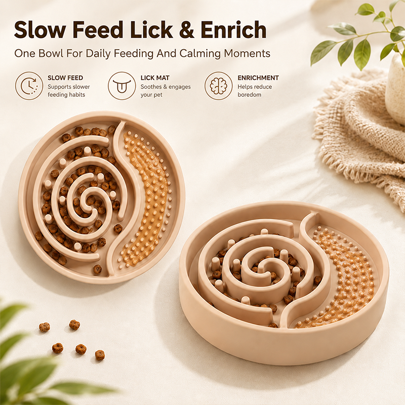 Silicone Slow Feeder Dog Bowl With Lick Mat 2-in-1 Pet Enrichment Bowl For Wet Dry Food Custom Logo Pet Supplies Wholesale