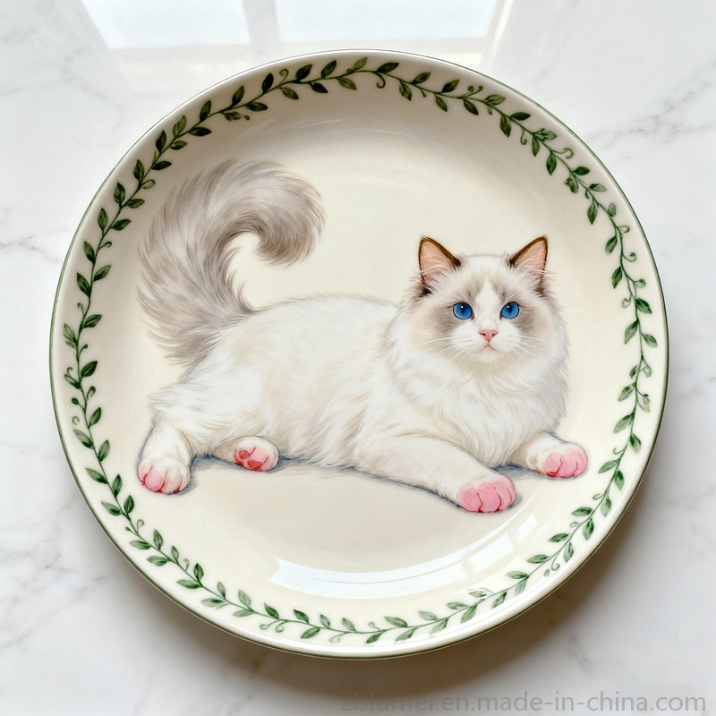 Ceramic Porcelain Stoneware Pet Dog Puppy Cat Kitten Feeding Food Water Wide Bowl Dish