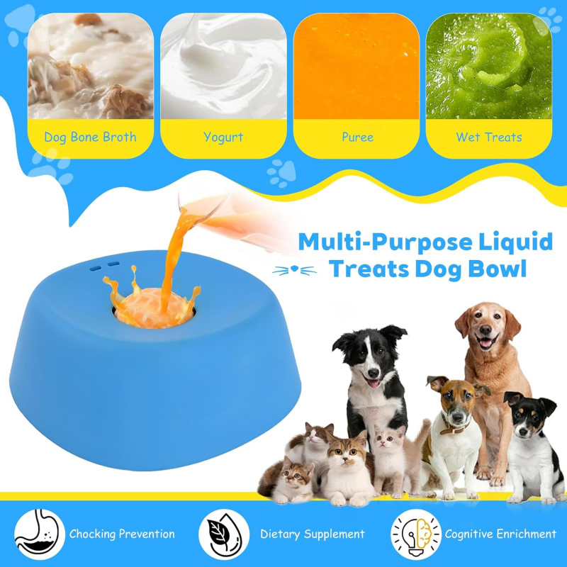 Anti-Choking Slow Feeder Dog Bowl Non-Slip 34 Cup - Lick Toy for Liquid Treats Bone Broth Yogurt