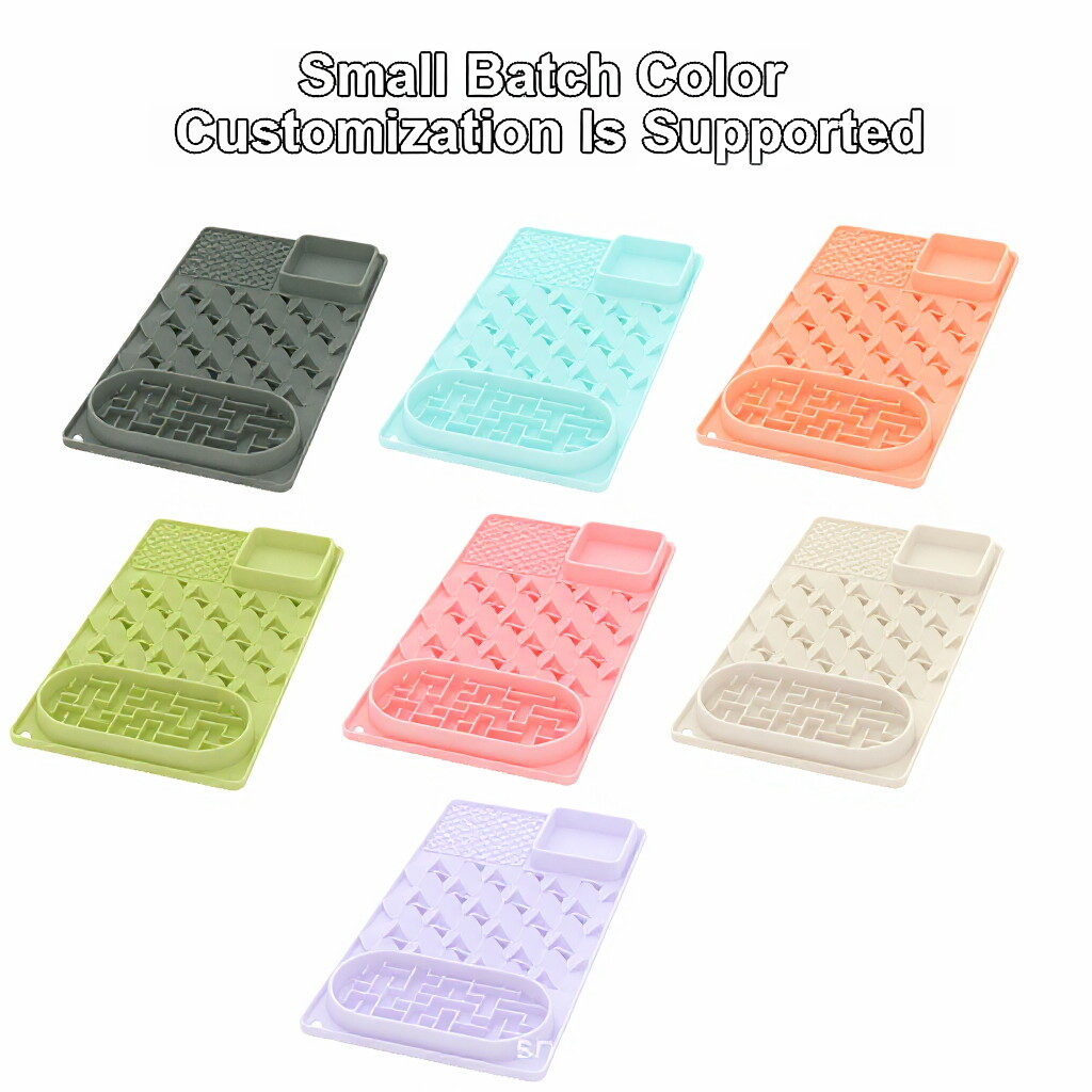 Customized Durable 4 in 1 Silicone Slow Feeder Food Mat Pet Cat Dog Silicone Lick Mat for Anxiety Relief