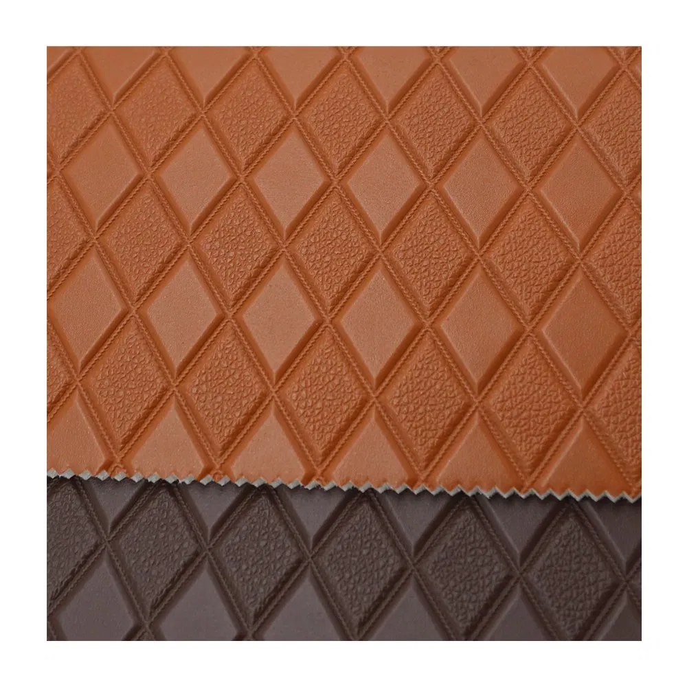 3D-Quilted Leather Sponge PVC Synthetic Leather Diamond Stitched for Car Seat Upholstery