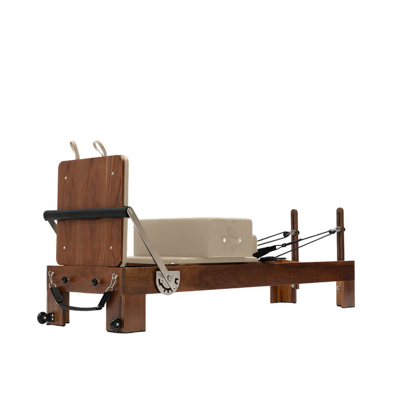 Stylish Wood Reformer for Pilates with Premium Microfiber Leather Upholstery