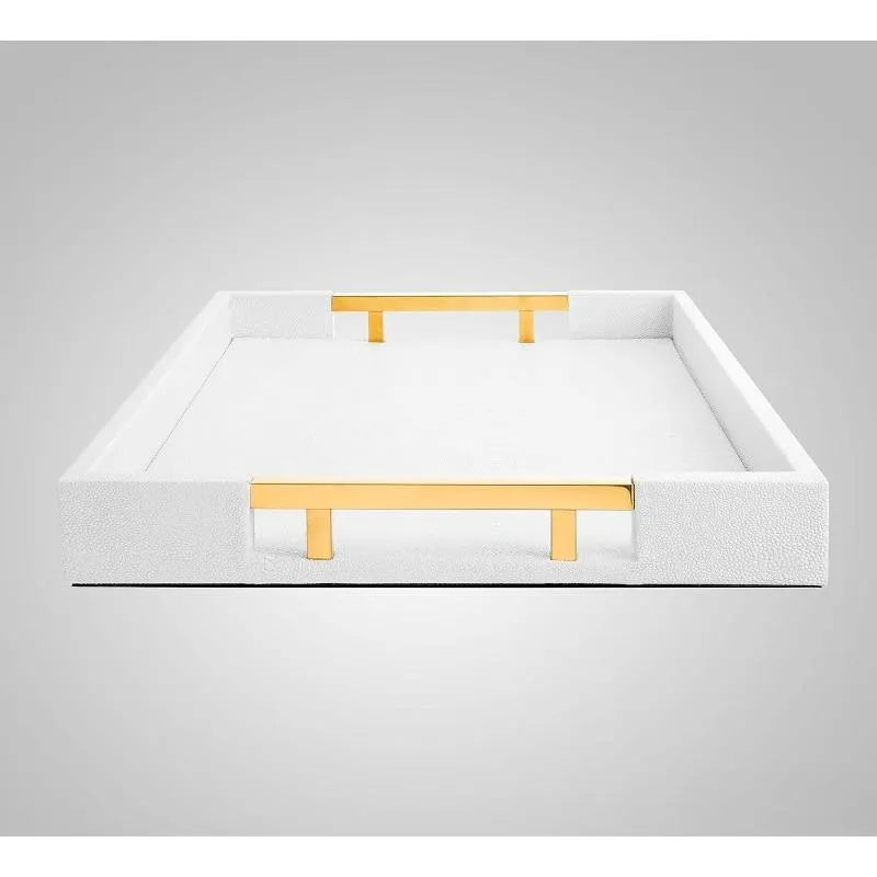 White Glossy Decorative Serving Tray Detail