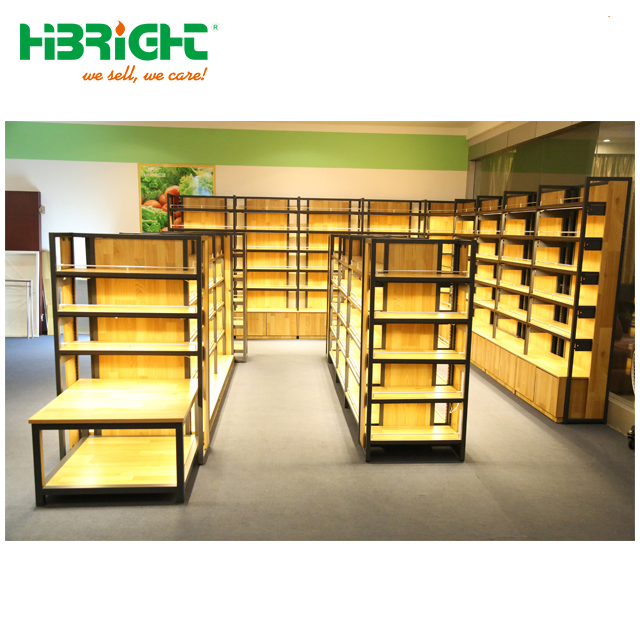 Wholesale High Quality Supermarket Display Shelf Wooden Fruit and Vegetable Display Units