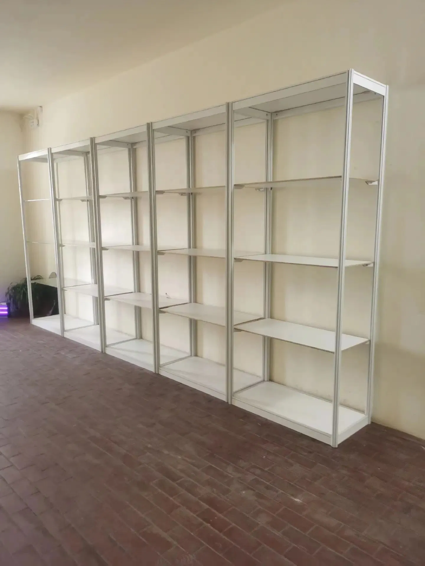 Multi Functional Free Style Open Front 5 Shelves Metal Storage Cabinet, Aluminum Modular Adjustable Shelf