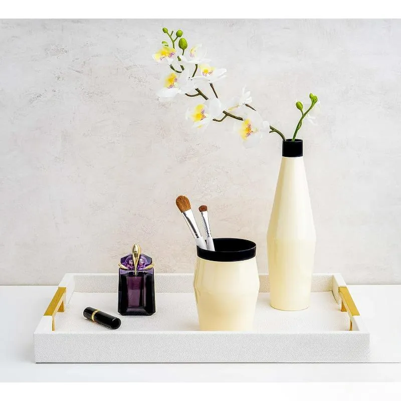 White Glossy Decorative Serving Tray Handle