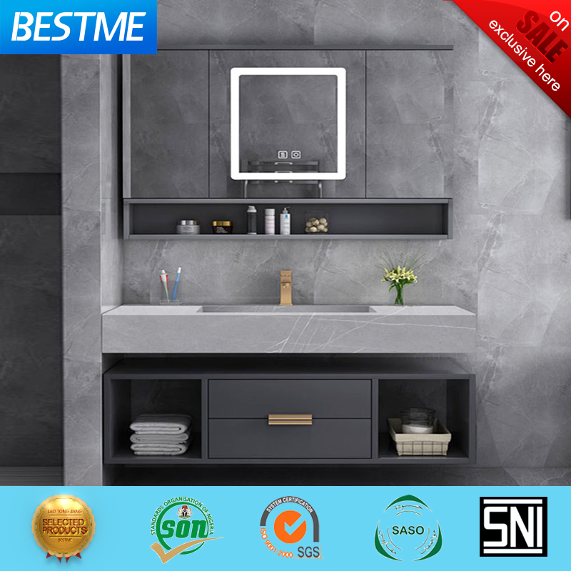 Guangdong Fatctoy ODM LED Smart Mirror Customized Size Sinterstone Basin Bathroom Vanity Cabinet (BY-X8005)