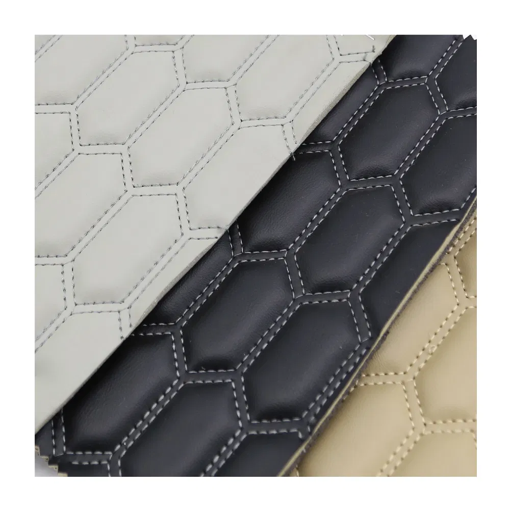 Faux 3D Embroidery Quilted Leather PVC Synthetic Leather for Car Seat Upholstery