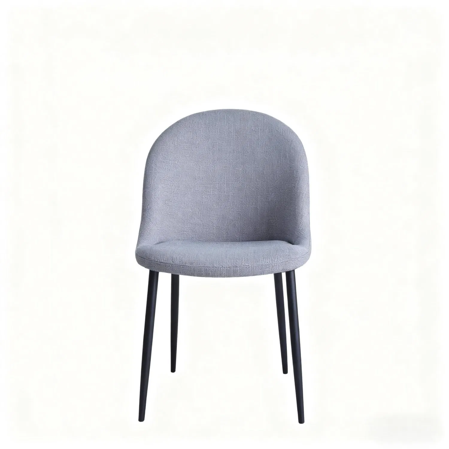 Sleek Armless Dining Chair Soft Woven Fabric Upholstery Tapered Black Legs Stylish Dining Table Seating