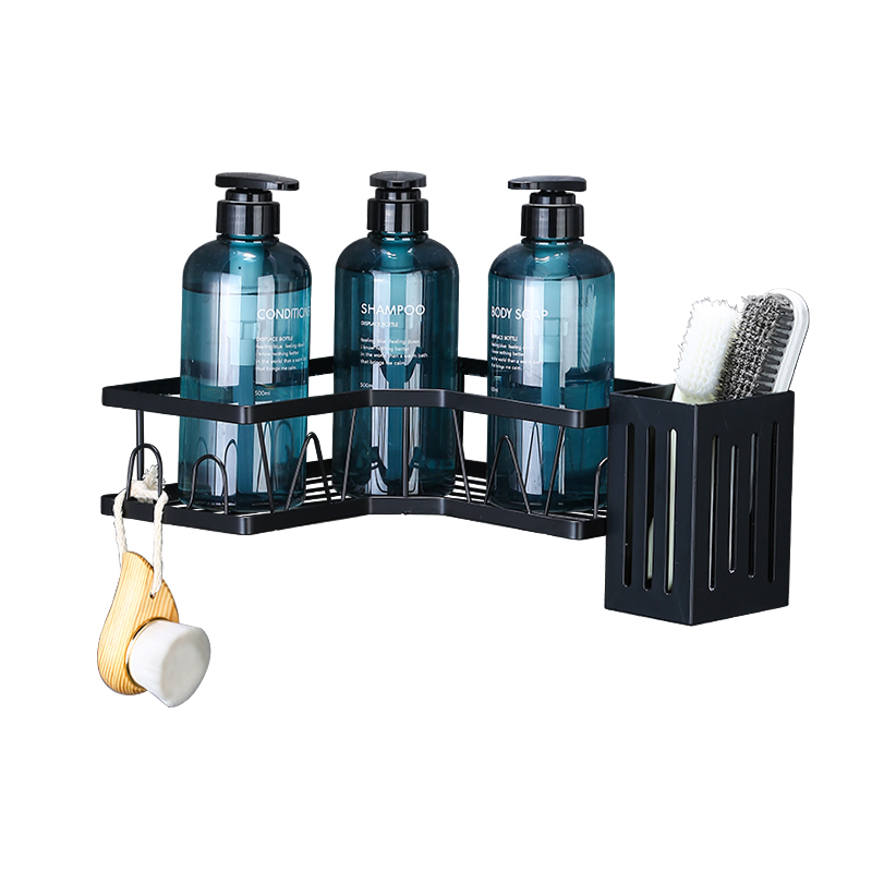 Corner No Drilling Shower Caddy Wall Mounted Bathroom Corner Storage Shelf with Hooks Shower Caddy Corner