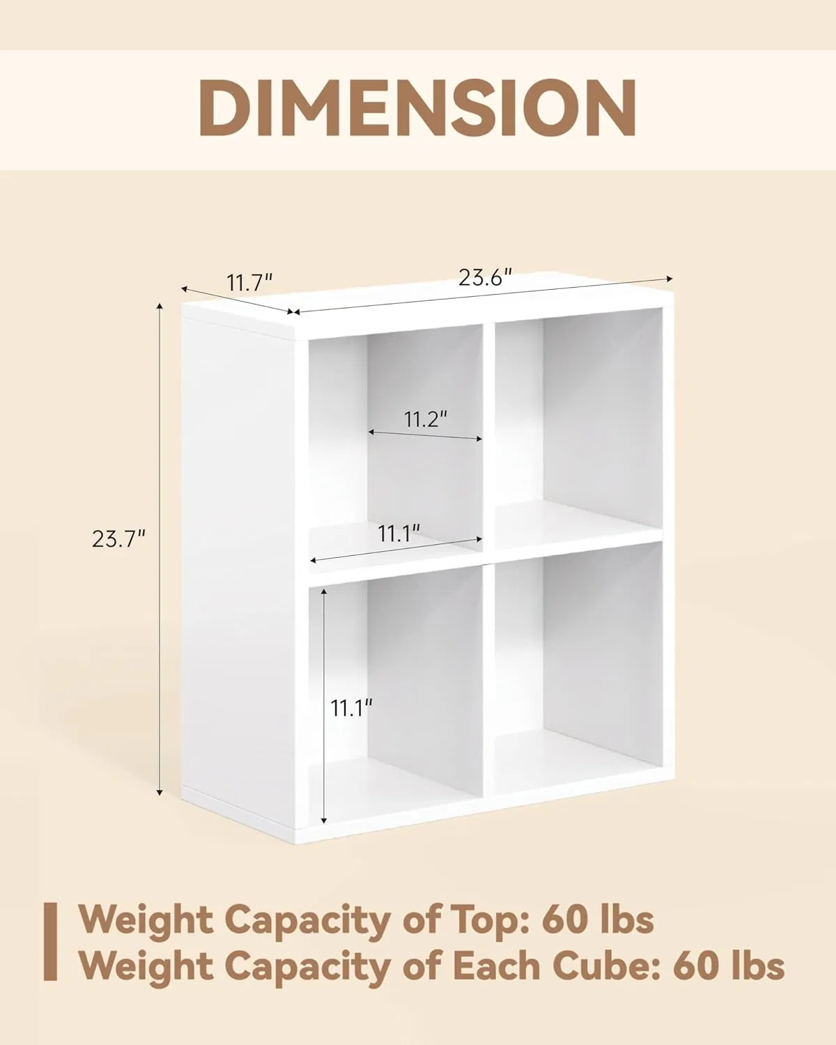 Sturdy High Capacity Modular Design White Finish Storage Bookshelf for Home Office