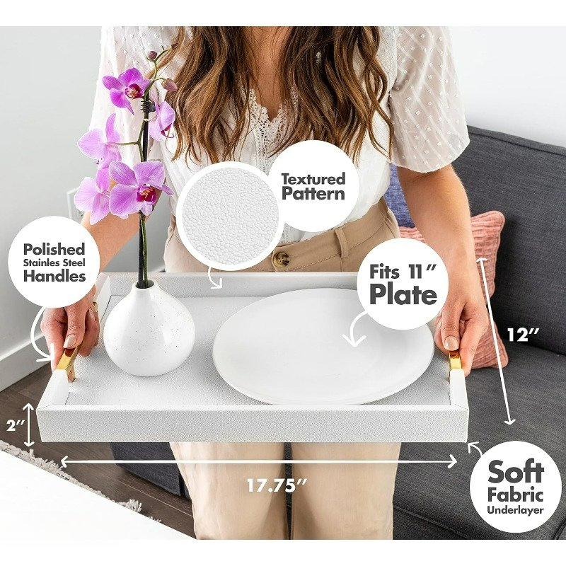 Promotional Elegant Rectangle White Glossy Decorative Serving Tray Home Decor Fashion-Accessories