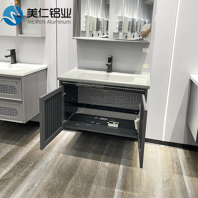 Luxury Hotel Bathroom Vanity Cabinet with LED Mirror and Double Sink