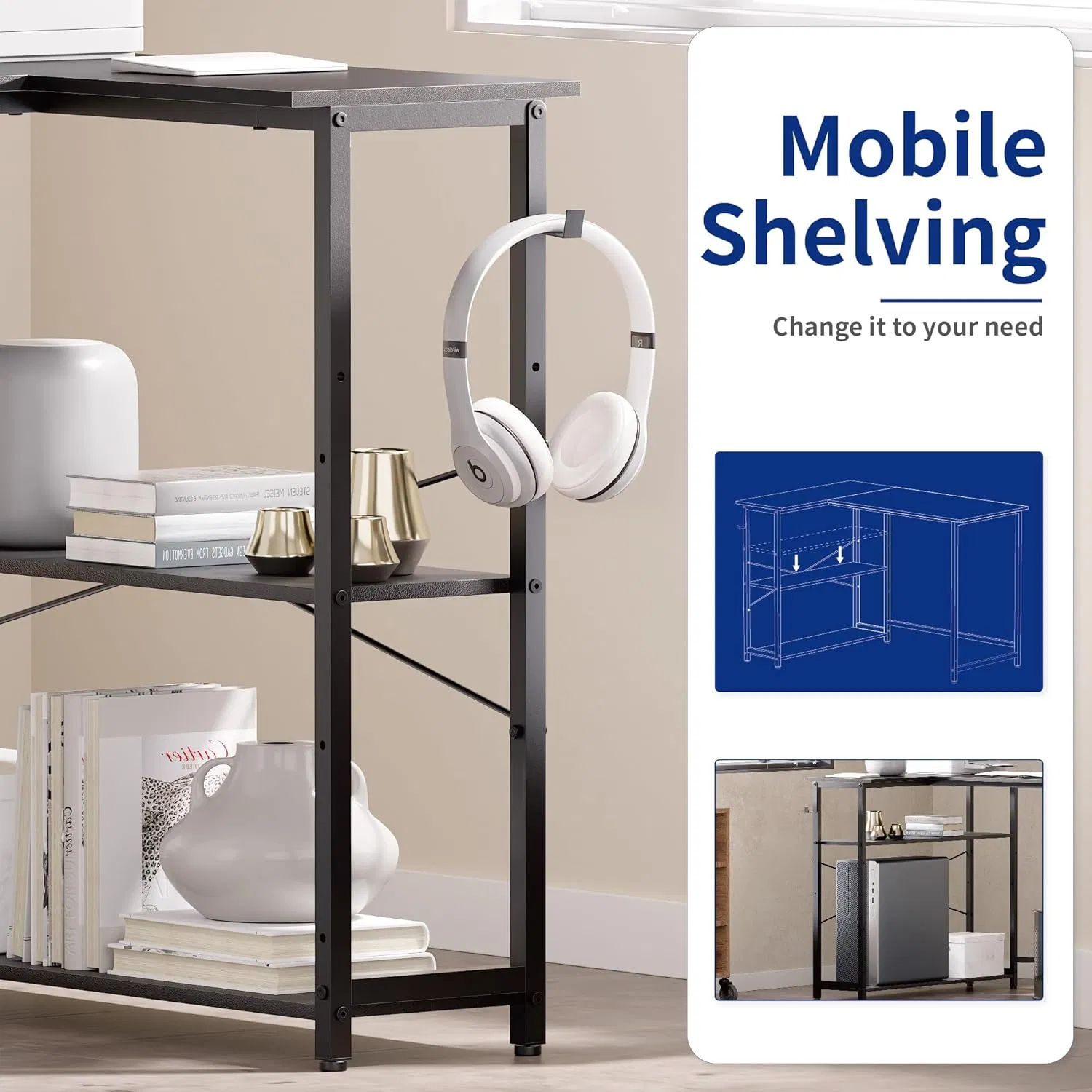 Sturdy Office Table with Ample Storage for Home Workstations &amp; Multi-Device Setups