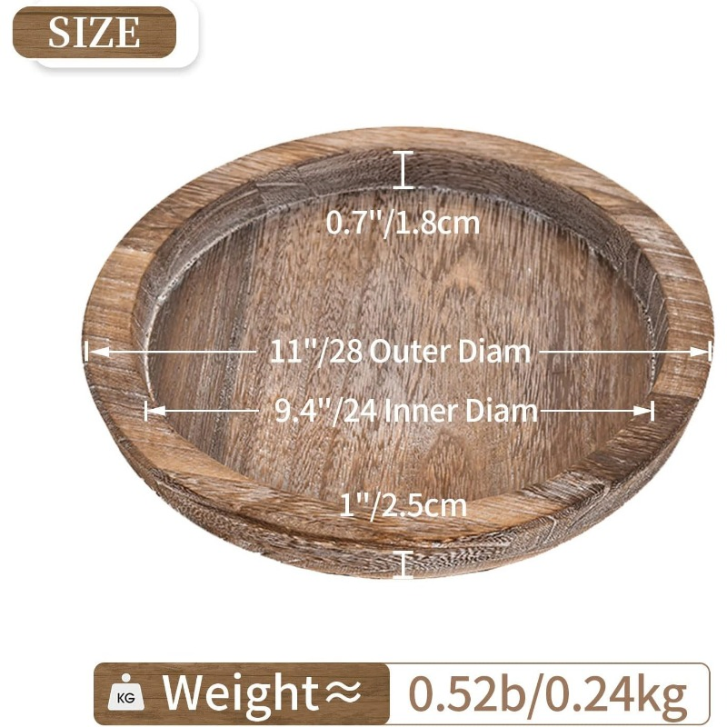 Promotional Rustic Round Wooden Decorative Tray Coffee Table Gift Home Decor Accessories