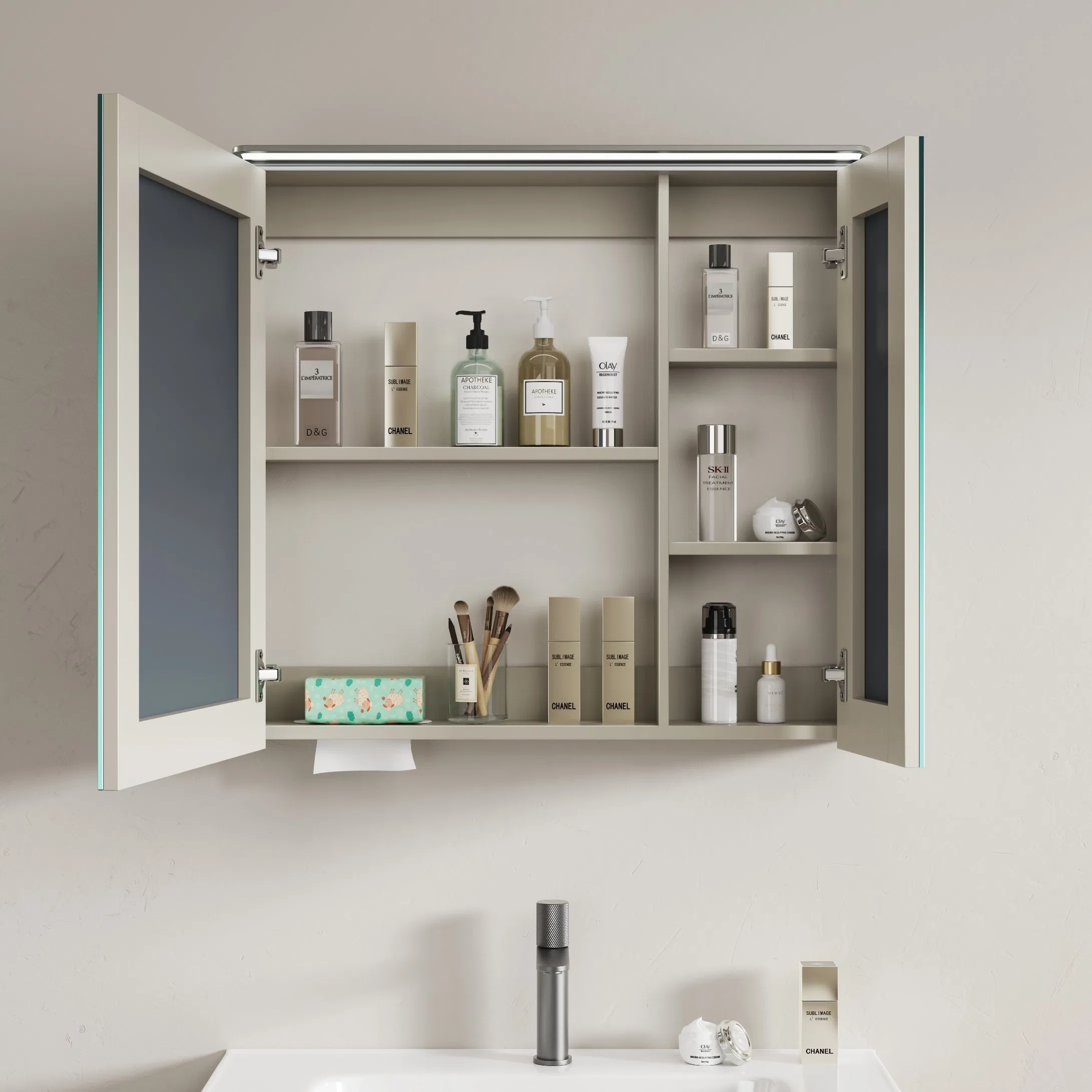 Wholesale Supplier Mirror Modern Solid Wood Bathroom Vanities Waterproof Bathroom Cabinet Set