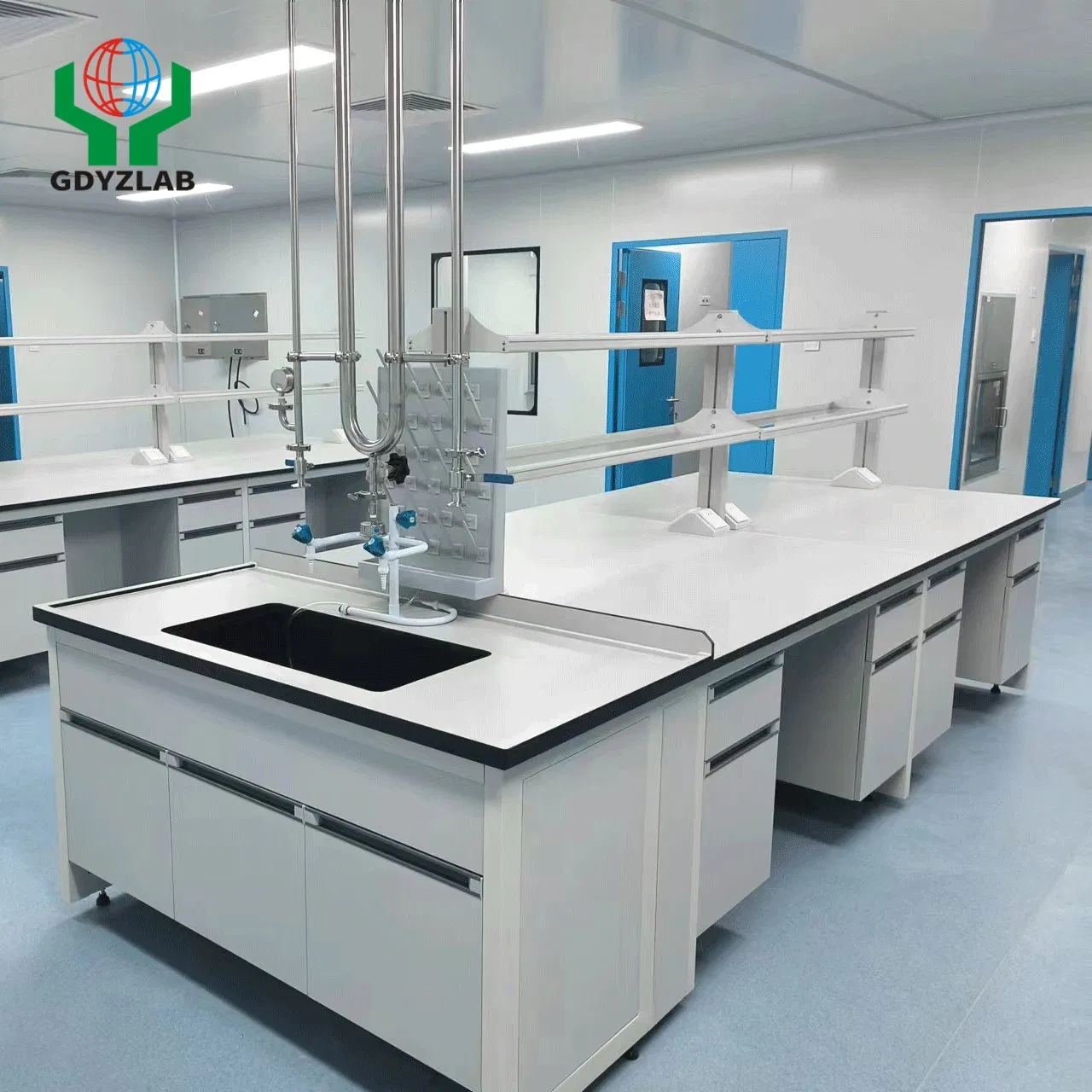 Lab Workstation Chemical Resistant Laboratory Furniture Table with Faucet for School Hospital