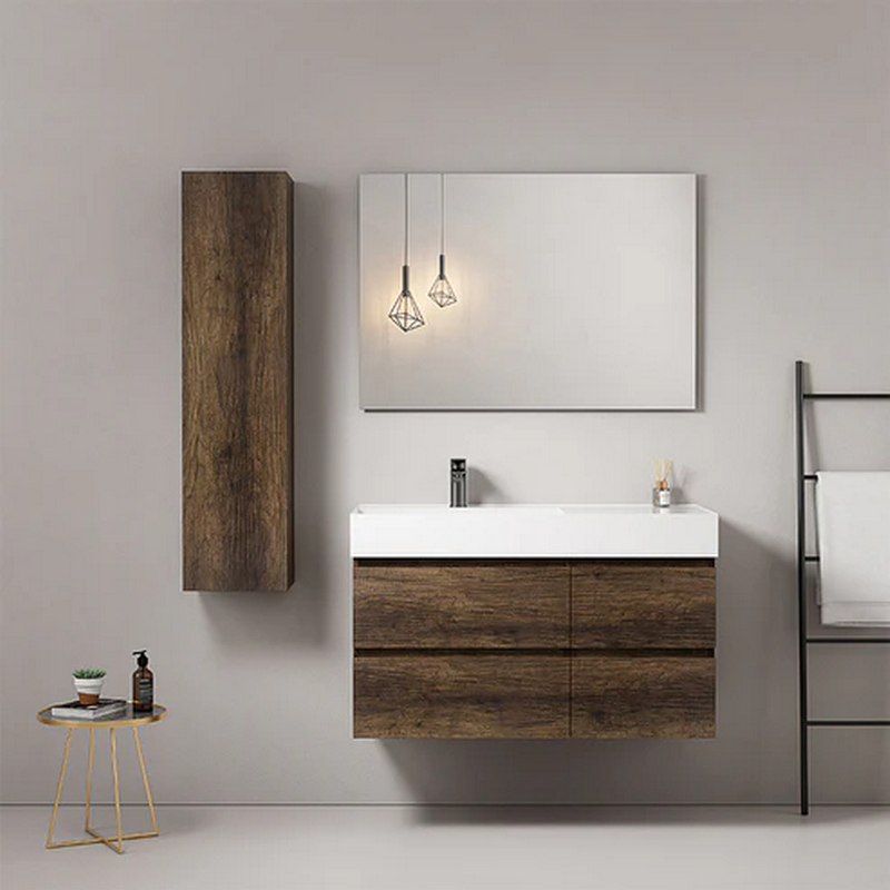 Modern MDF Melamine Bathroom Cabinet with 2-Drawer Vanity with LED Mirror