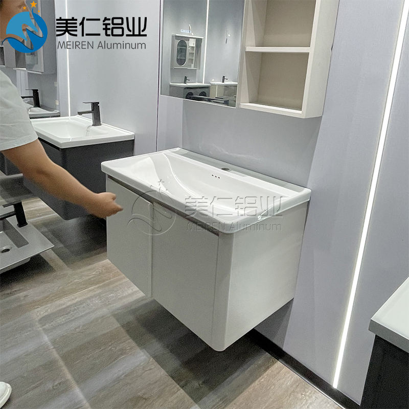 Custom Bathroom Vanity Cabinet with Drawers and Ceramic Basin Wall Mounted