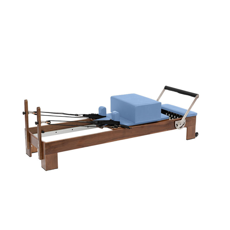 Stylish Wood Reformer for Pilates with Premium Microfiber Leather Upholstery