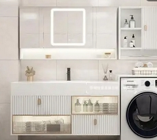 Elegant Versatile Bathroom Vanity Set with Custom Mirror and Storage Cabinet