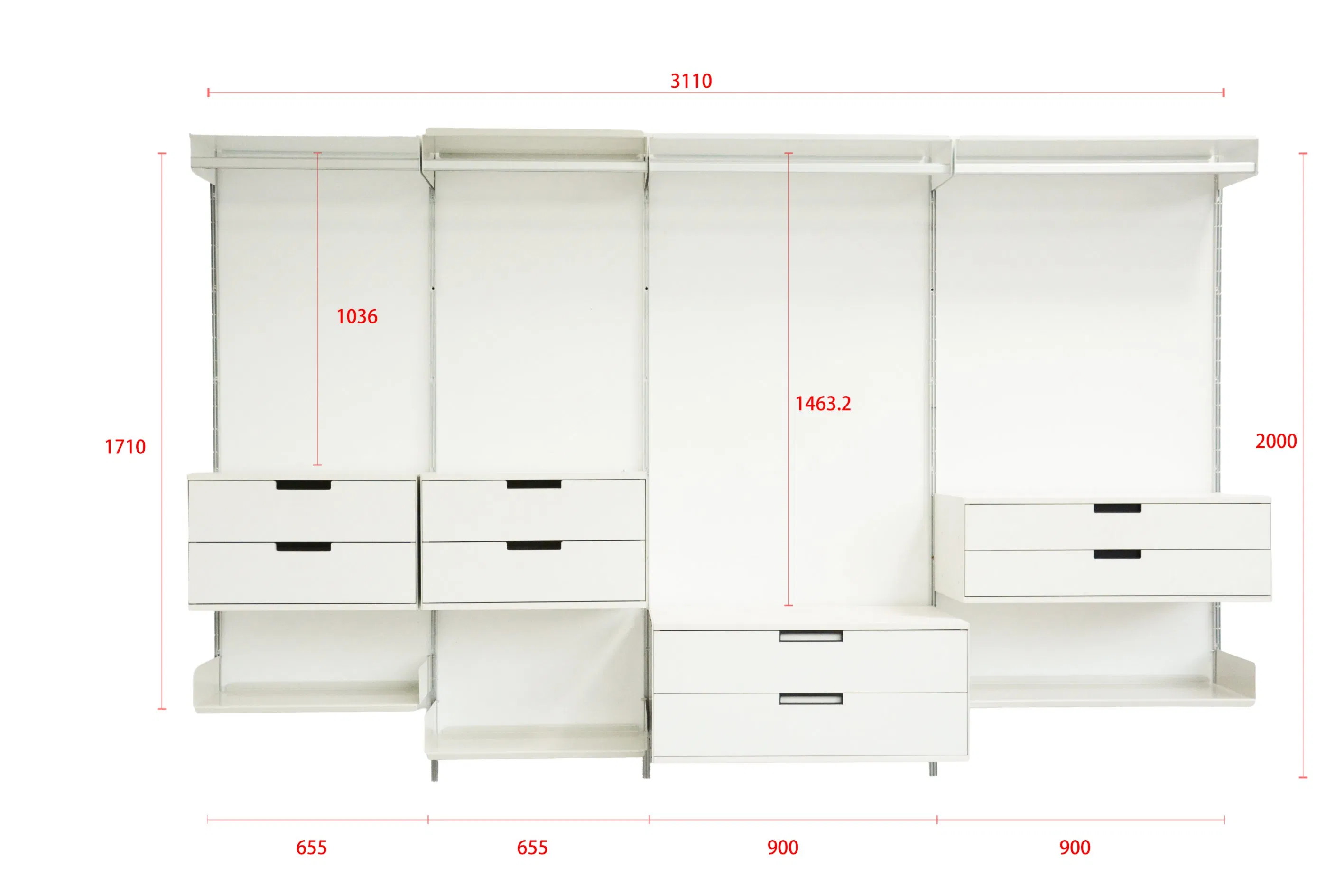 Minimalist Steel Modular Wall-Mounted Shelves with Drawer for Home Storage