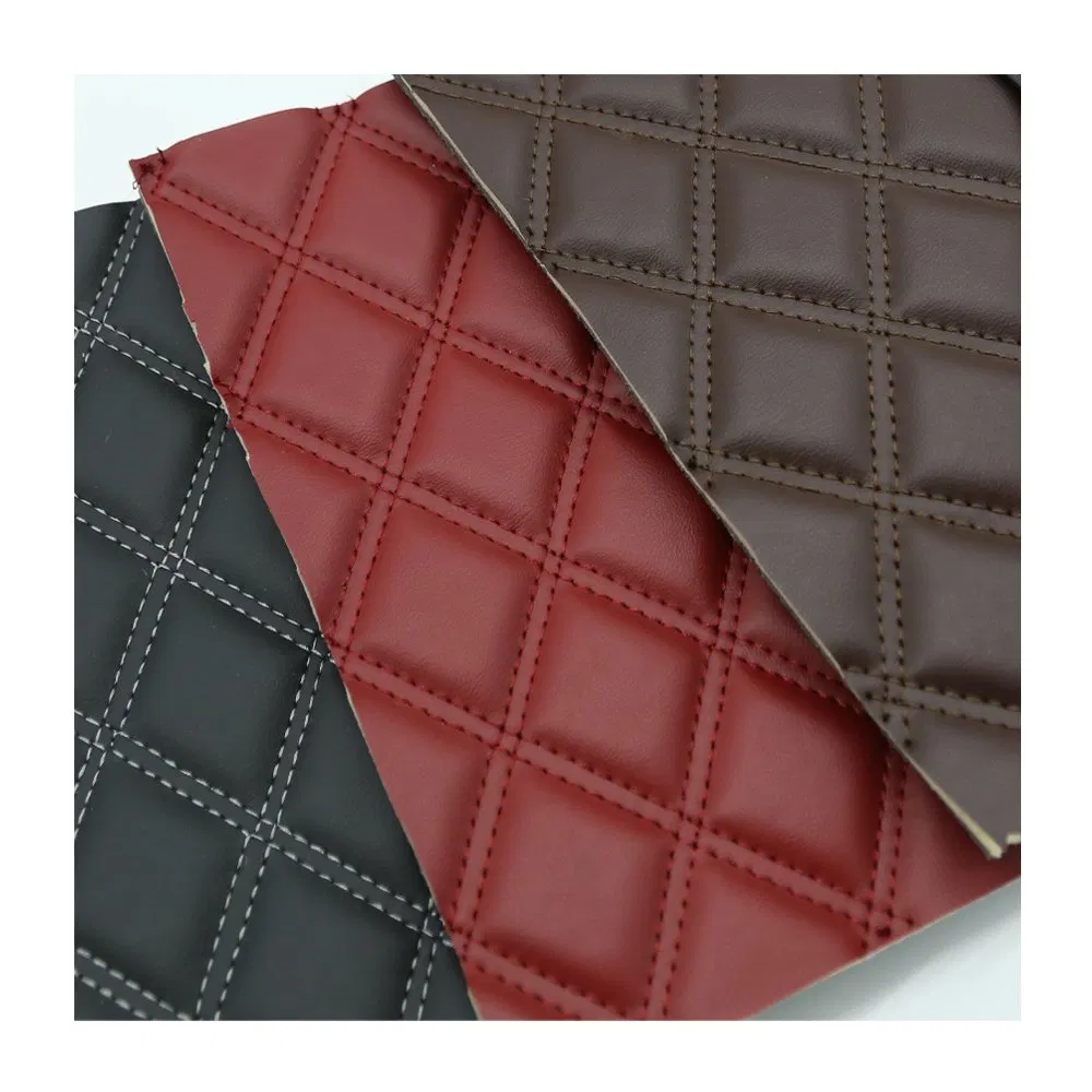 Faux 3D Embroidery Quilted Leather PVC Synthetic Leather for Car Seat Upholstery
