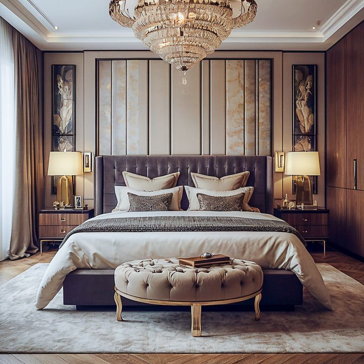 Luxury Hotel Bedroom Furniture Set with Velvet Upholstered Bench