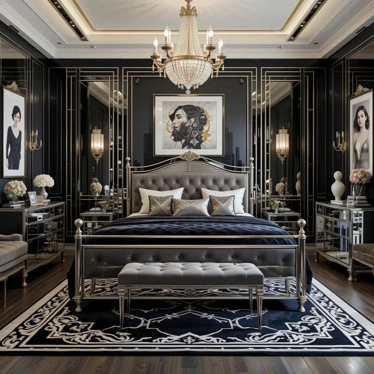 Luxury Hotel Bedroom Furniture Set with Velvet Upholstered Bench