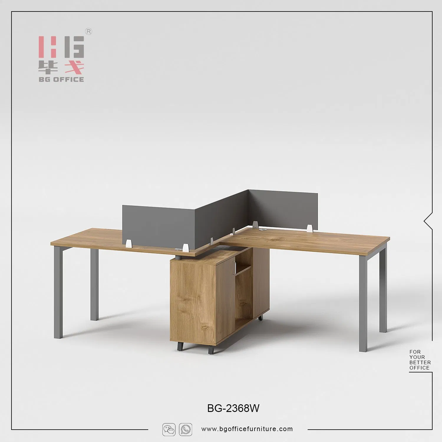 L Shaped Wooden Furniture Two-Person Computer Table Office Desk Workstation with Drawers