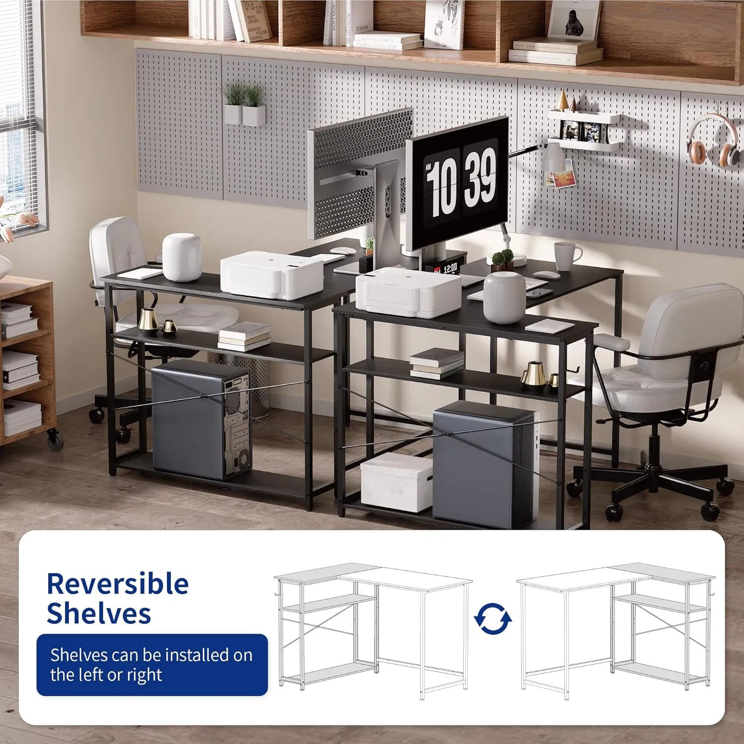 Sturdy Office Table with Ample Storage for Home Workstations &amp; Multi-Device Setups