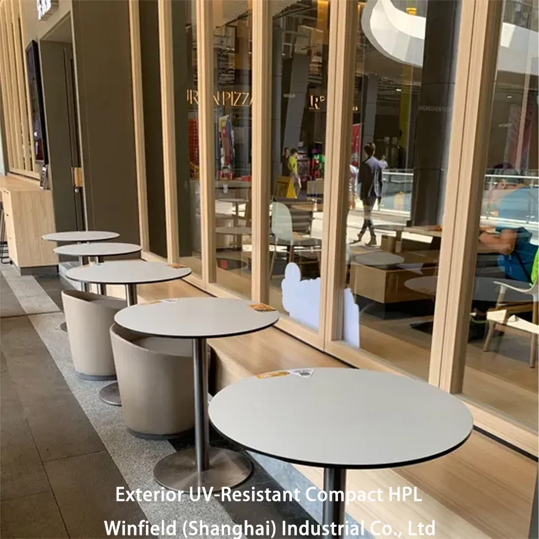 Versatile Exterior UV-Resistant Compact HPL Table Top, Wear Resistant Finish