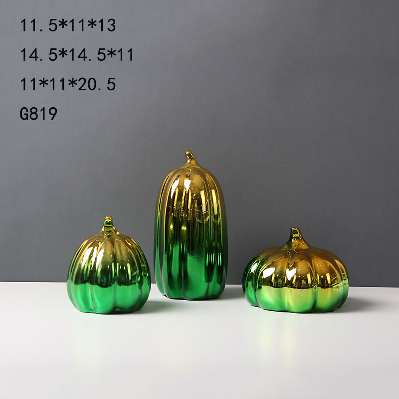 Creative Electroplated Pumpkin Statue Set Resin Figurines Home Decorative Accessories