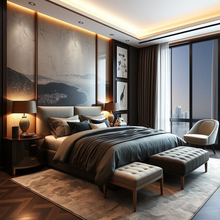 Luxury Hotel Bedroom Furniture Set with Curved Velvet Sofa