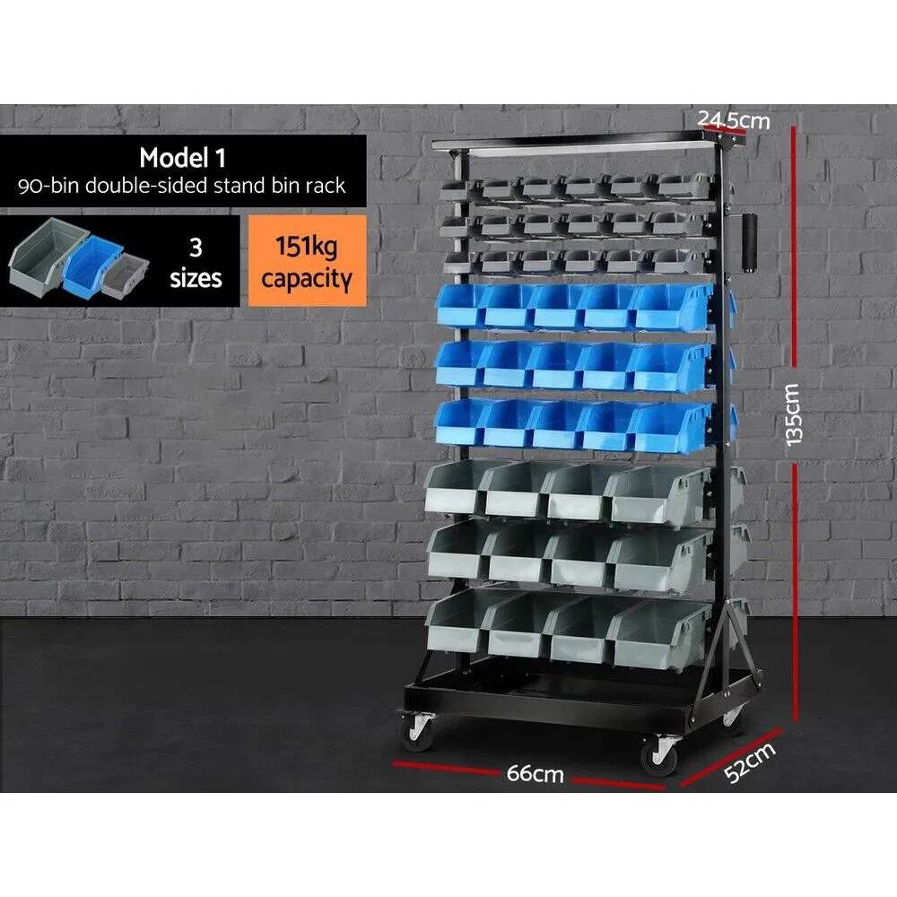 Storage Bin Rack Wall Mounted Tools Shelving Workshop Garage Organiser