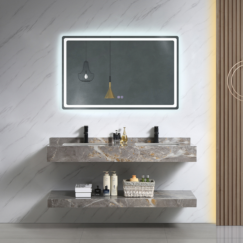 1500mm Modern Luxury Double Sink Floating Cabinet Wall Mount Bathroom Vanity with Sink 2509A-150-2