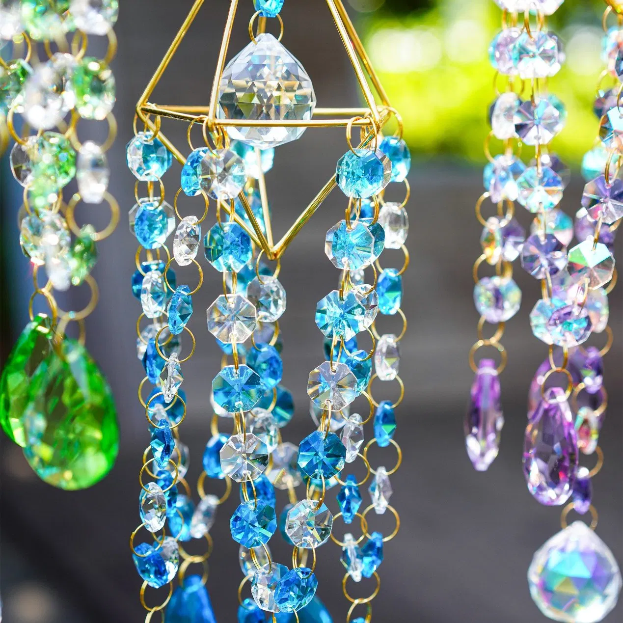 Geometric Crystal Suncatcher with Rainbow Prism for Window Bedroom Decor