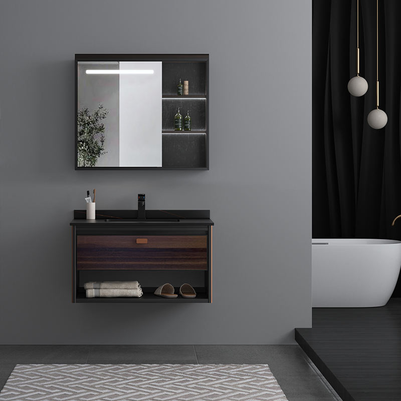 Modern Classic Design Bathroom Vanity Furniture Wall-Mounted Aluminum Cabinet with Wash Basin and Mirror New Design Style